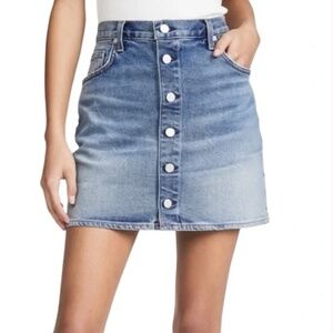 Anthropologie Cloth & Stone Light Wash Denim Button Front Skirt, size 29